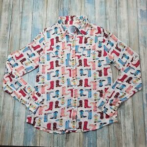 ROPER Colorful Boot Print Button-Up Shirt
